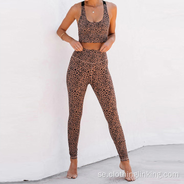 Workout Athletic Leopard Print-outfit för kvinnor